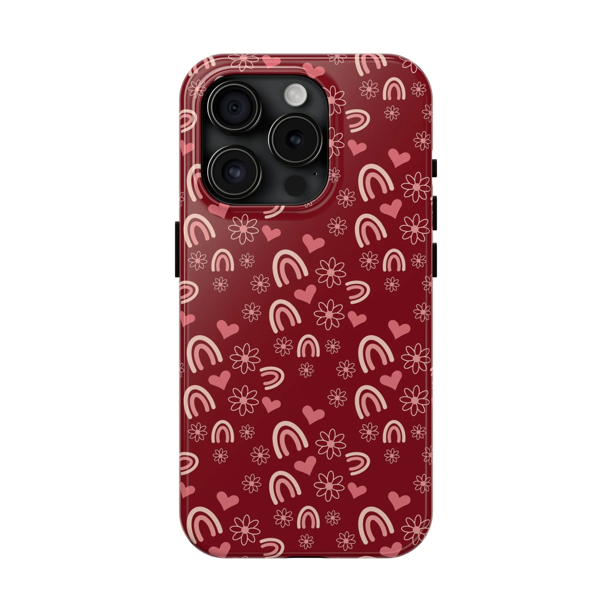 Red Boho2 Rainbow print Design Tough Phone Case compatible with a large variety of iPhone models, Gift, Phone Case