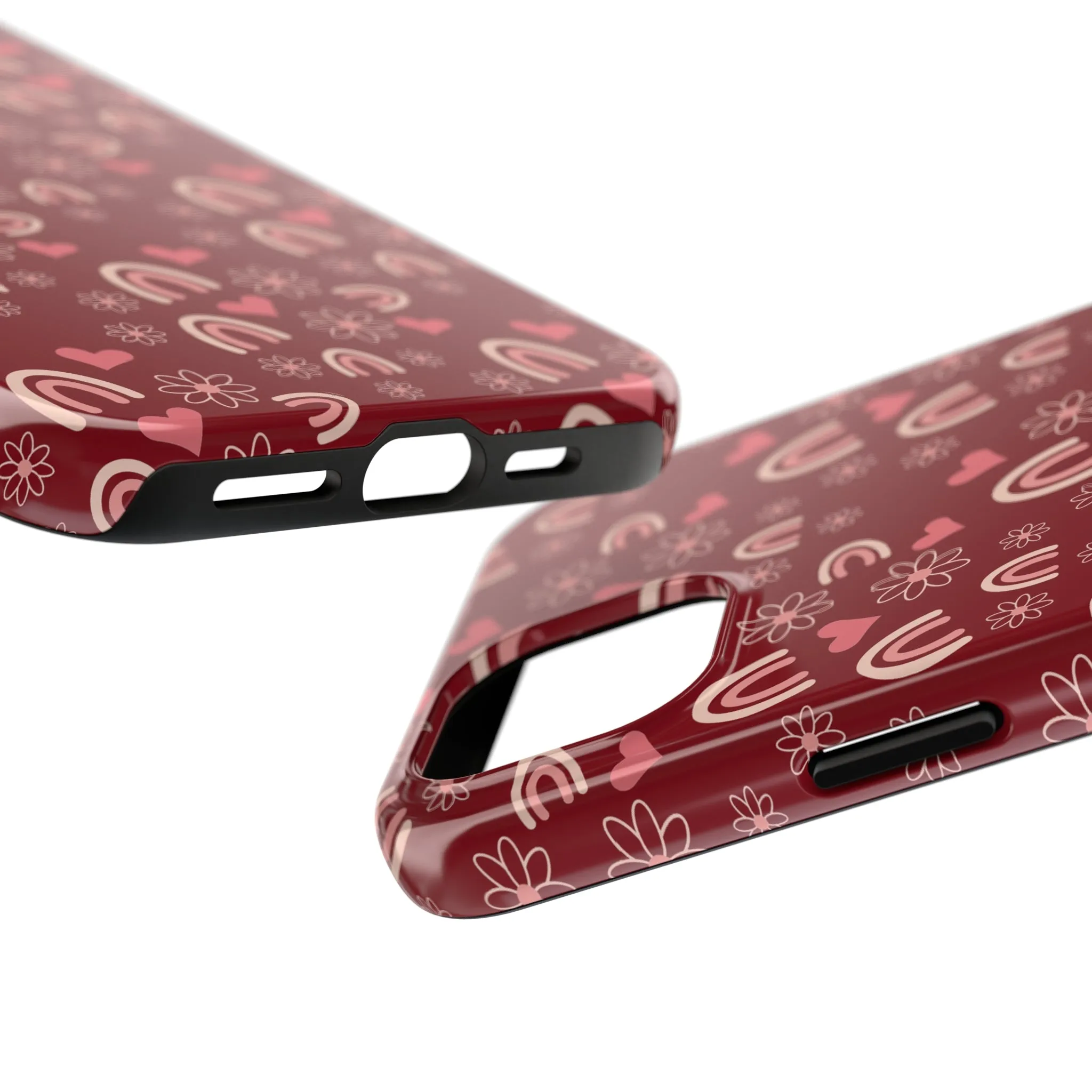 Red Boho2 Rainbow print Design Tough Phone Case compatible with a large variety of iPhone models, Gift, Phone Case