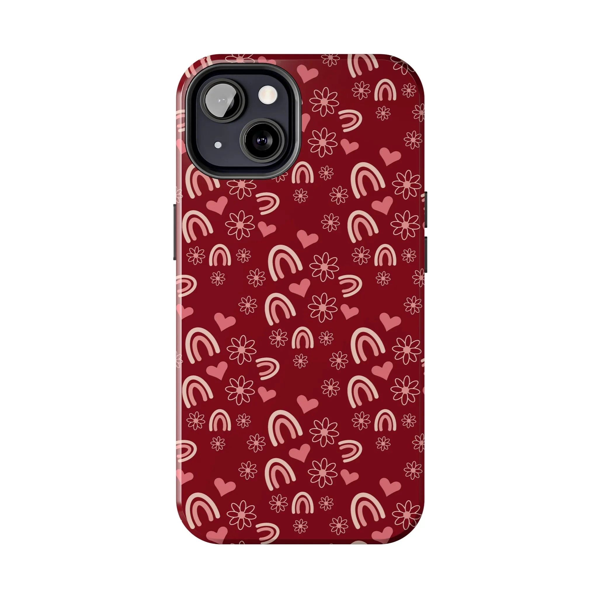 Red Boho2 Rainbow print Design Tough Phone Case compatible with a large variety of iPhone models, Gift, Phone Case