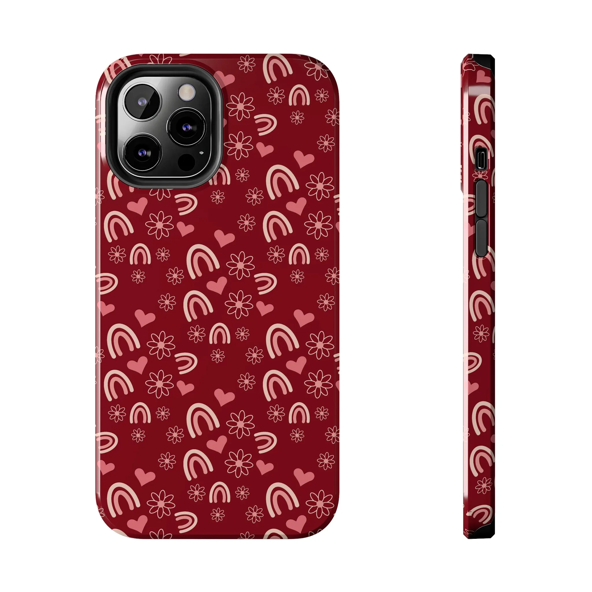 Red Boho2 Rainbow print Design Tough Phone Case compatible with a large variety of iPhone models, Gift, Phone Case