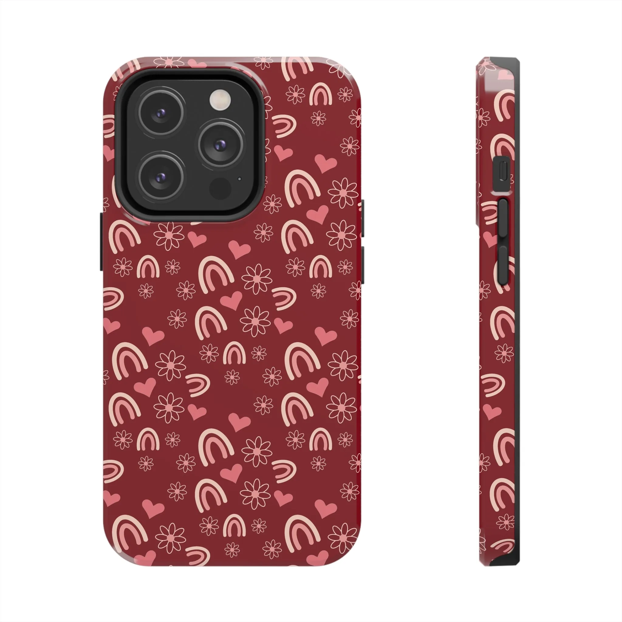 Red Boho2 Rainbow print Design Tough Phone Case compatible with a large variety of iPhone models, Gift, Phone Case