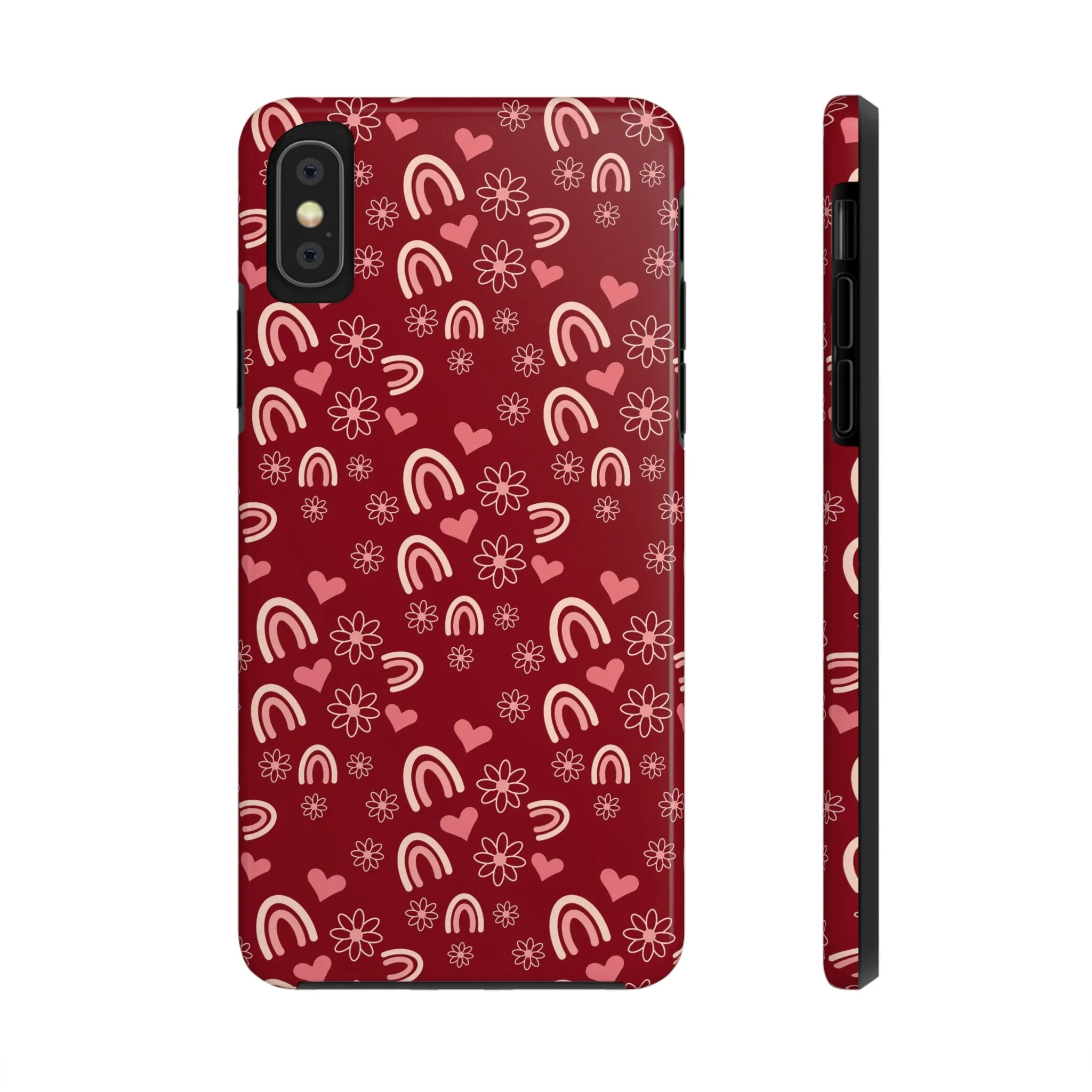 Red Boho2 Rainbow print Design Tough Phone Case compatible with a large variety of iPhone models, Gift, Phone Case