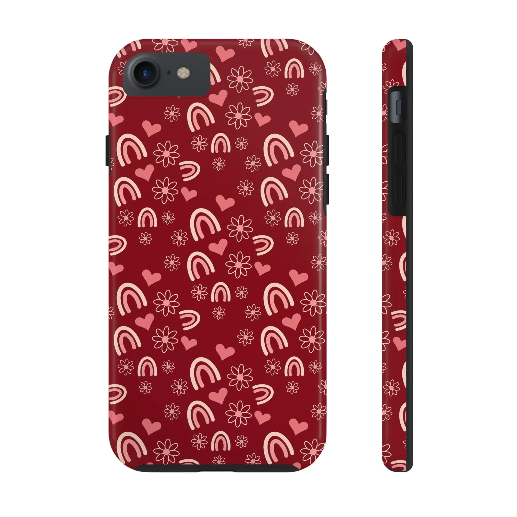 Red Boho2 Rainbow print Design Tough Phone Case compatible with a large variety of iPhone models, Gift, Phone Case