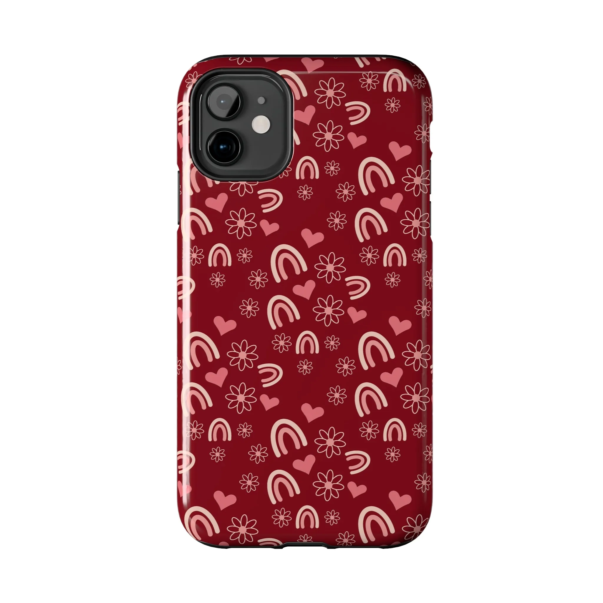 Red Boho2 Rainbow print Design Tough Phone Case compatible with a large variety of iPhone models, Gift, Phone Case