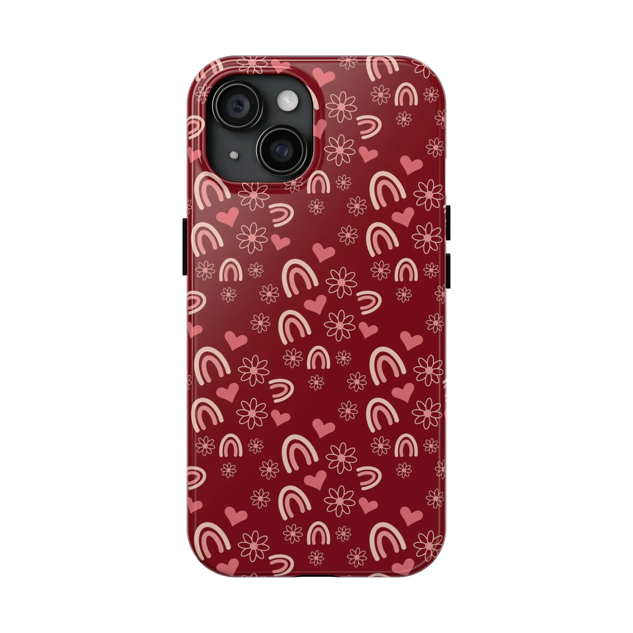 Red Boho2 Rainbow print Design Tough Phone Case compatible with a large variety of iPhone models, Gift, Phone Case