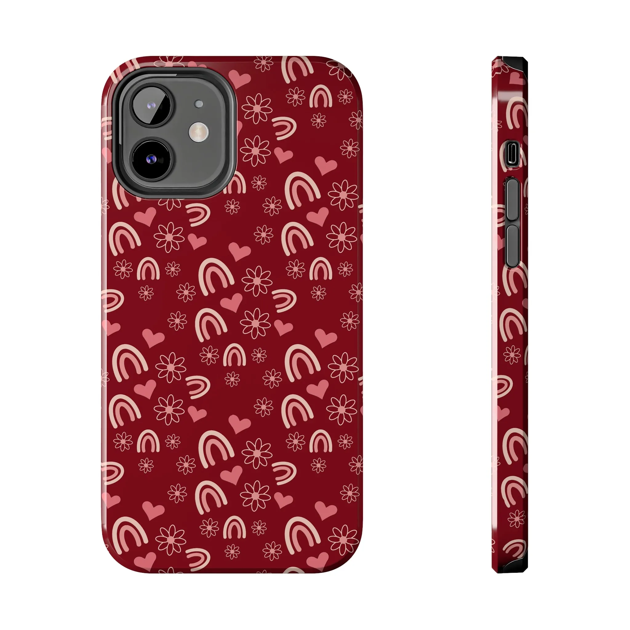 Red Boho2 Rainbow print Design Tough Phone Case compatible with a large variety of iPhone models, Gift, Phone Case