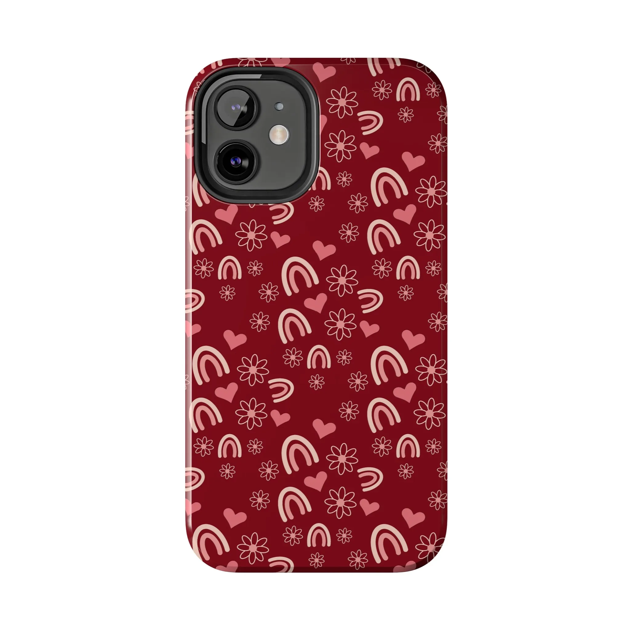 Red Boho2 Rainbow print Design Tough Phone Case compatible with a large variety of iPhone models, Gift, Phone Case