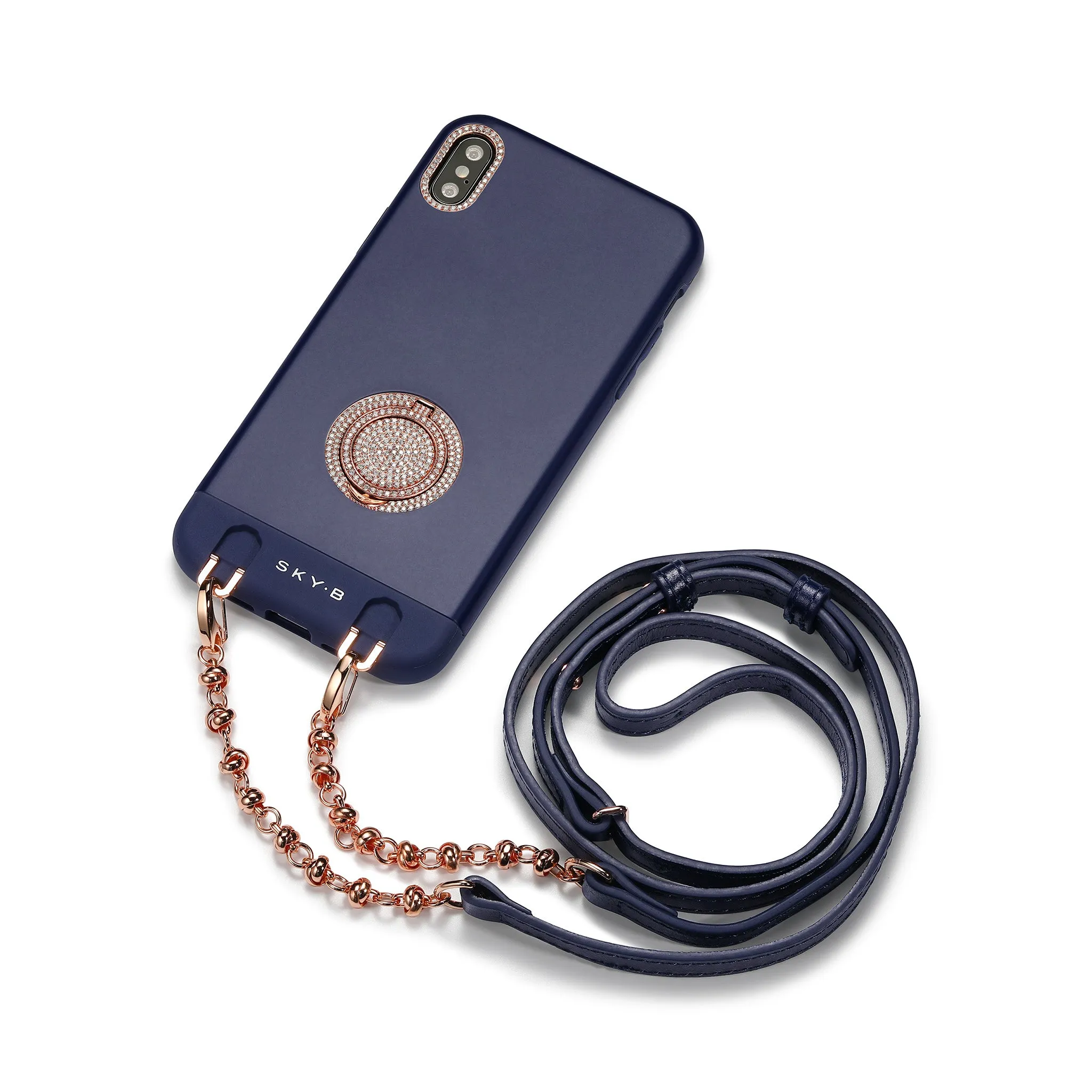 Regal iPhone Case with removable Carry Strap and Pouch - Navy / White / Pink