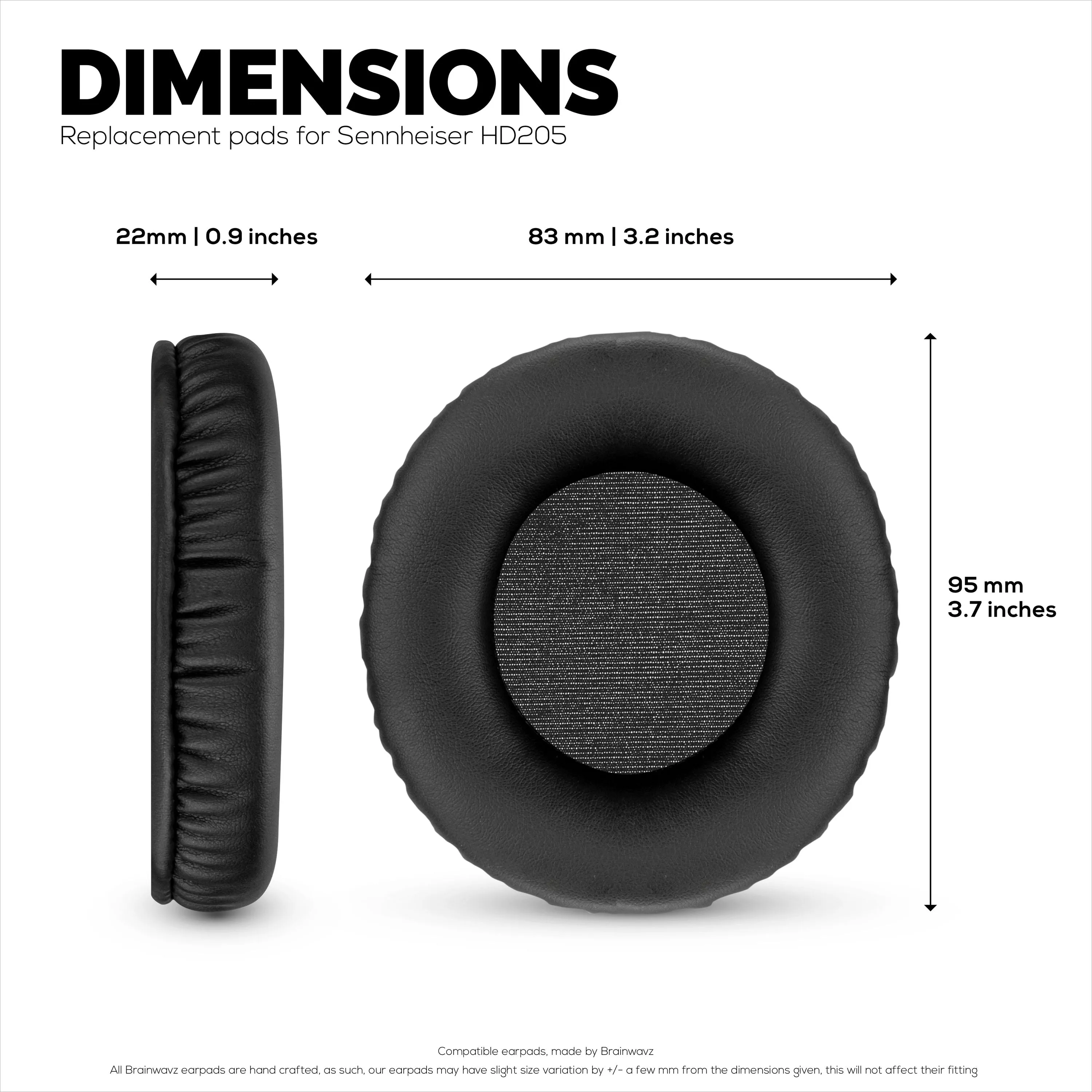 Replacement Earpads for SENNHEISER HD205 Headphones - Soft PU Leather & High Grade Foam