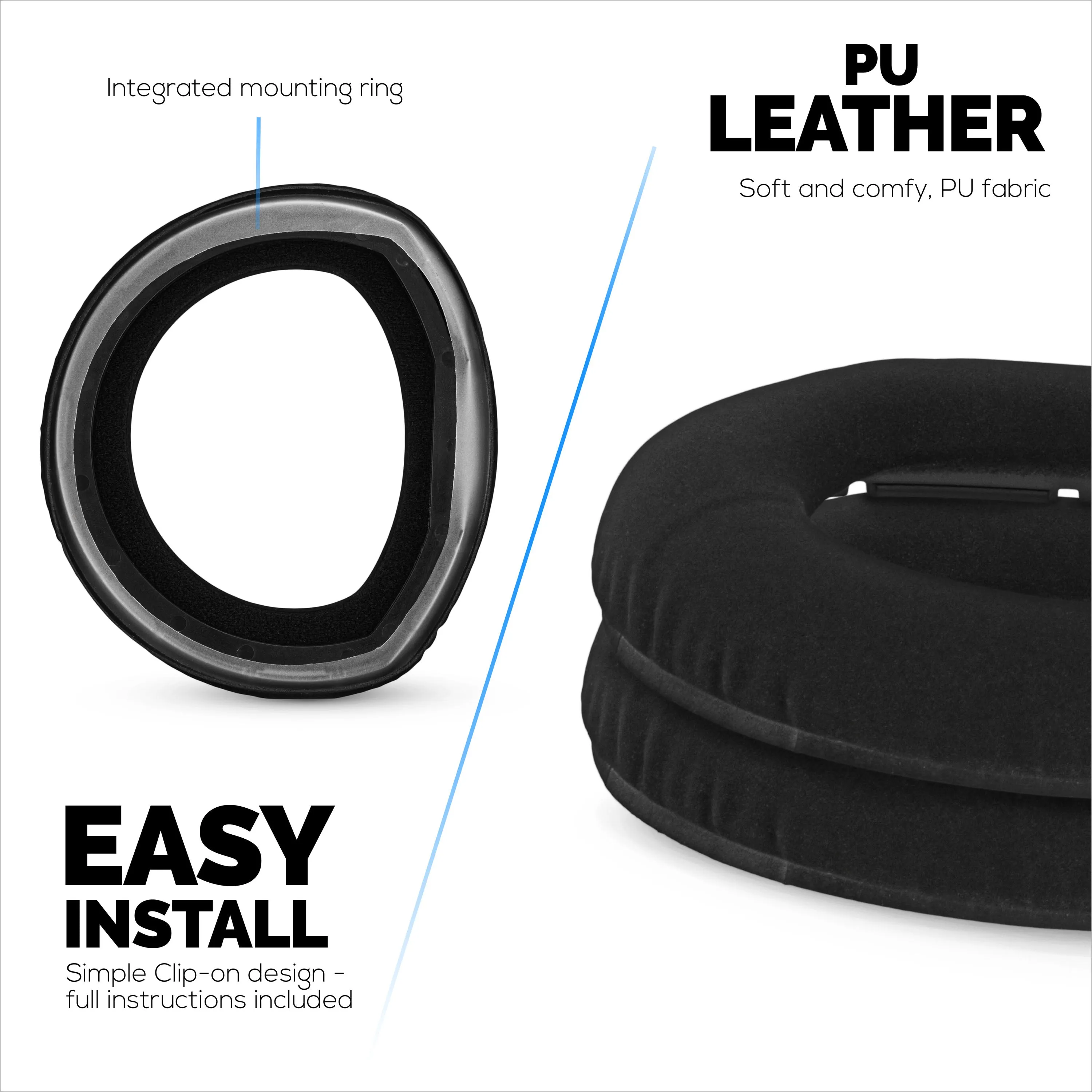 Replacement Earpads for Sennheiser HD800 Headphones - PU Leather & Soft Foam