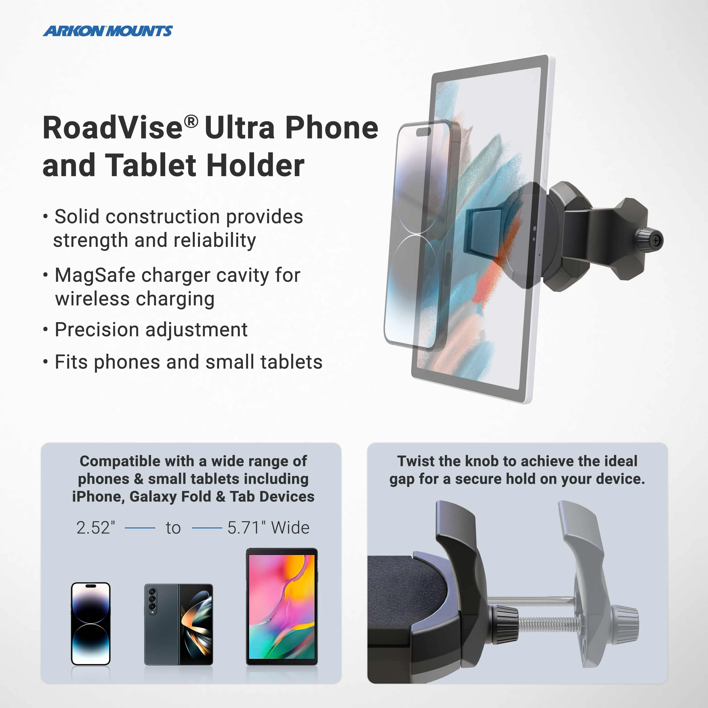 RoadVise® Ultra Holder with Shaft Arm and Handlebar Mount