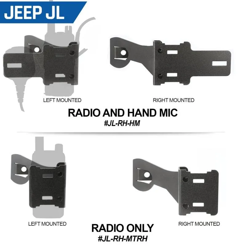 Rugged Radios Handheld Radio Grab Bar Mount for Jeep JK and JL - Fits R1 / V3 / GMR2 / RH-5R radios - JK - Radio-Only Mount