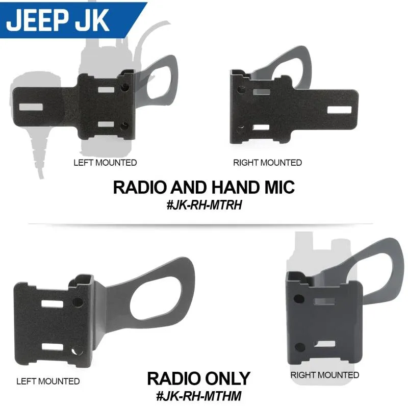 Rugged Radios Handheld Radio Grab Bar Mount for Jeep JK and JL - Fits R1 / V3 / GMR2 / RH-5R radios - JK - Radio-Only Mount