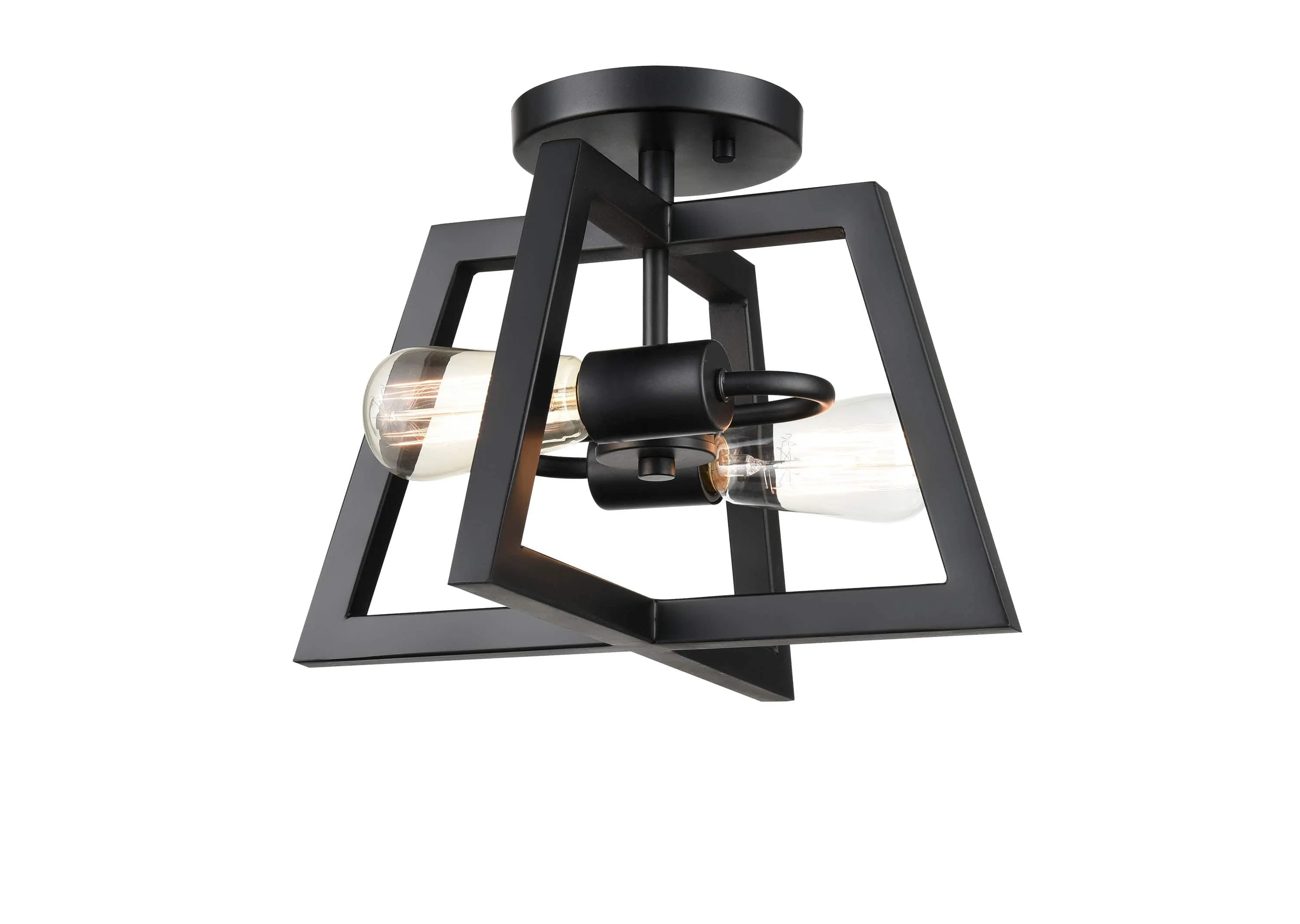 Semi-Flush Mount Fixture - Matte Black - 13in. Diameter - E26 Medium Base