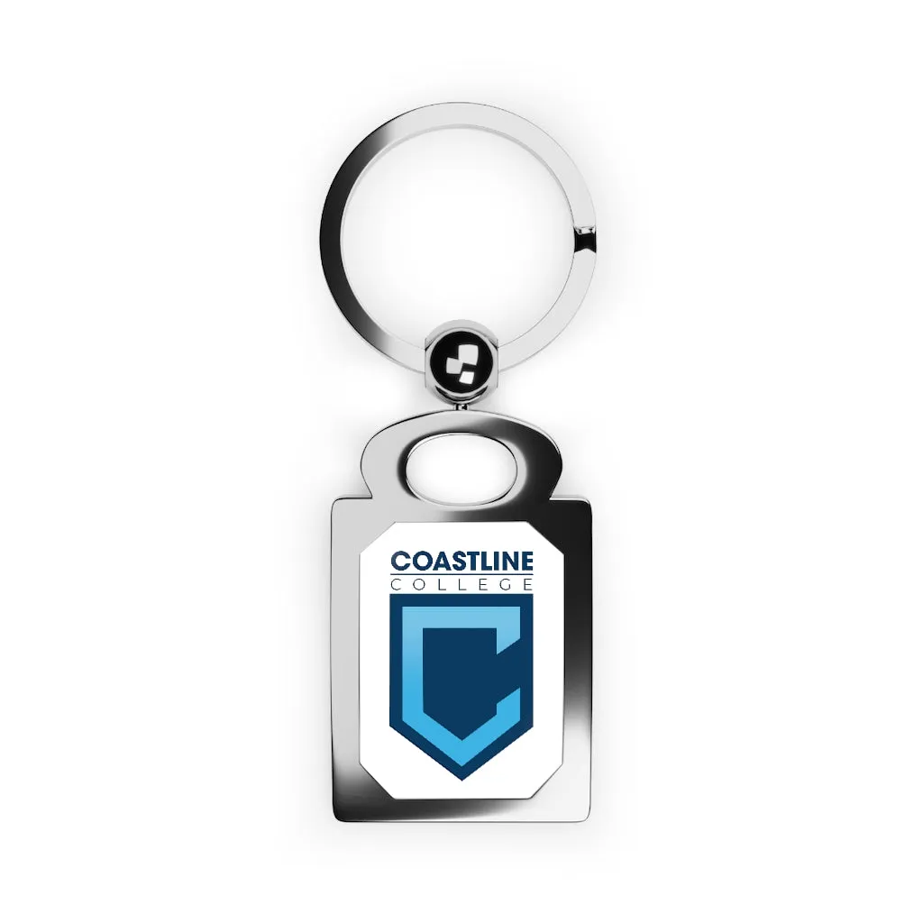 Shield Logo Rectangle Photo Keyring - White