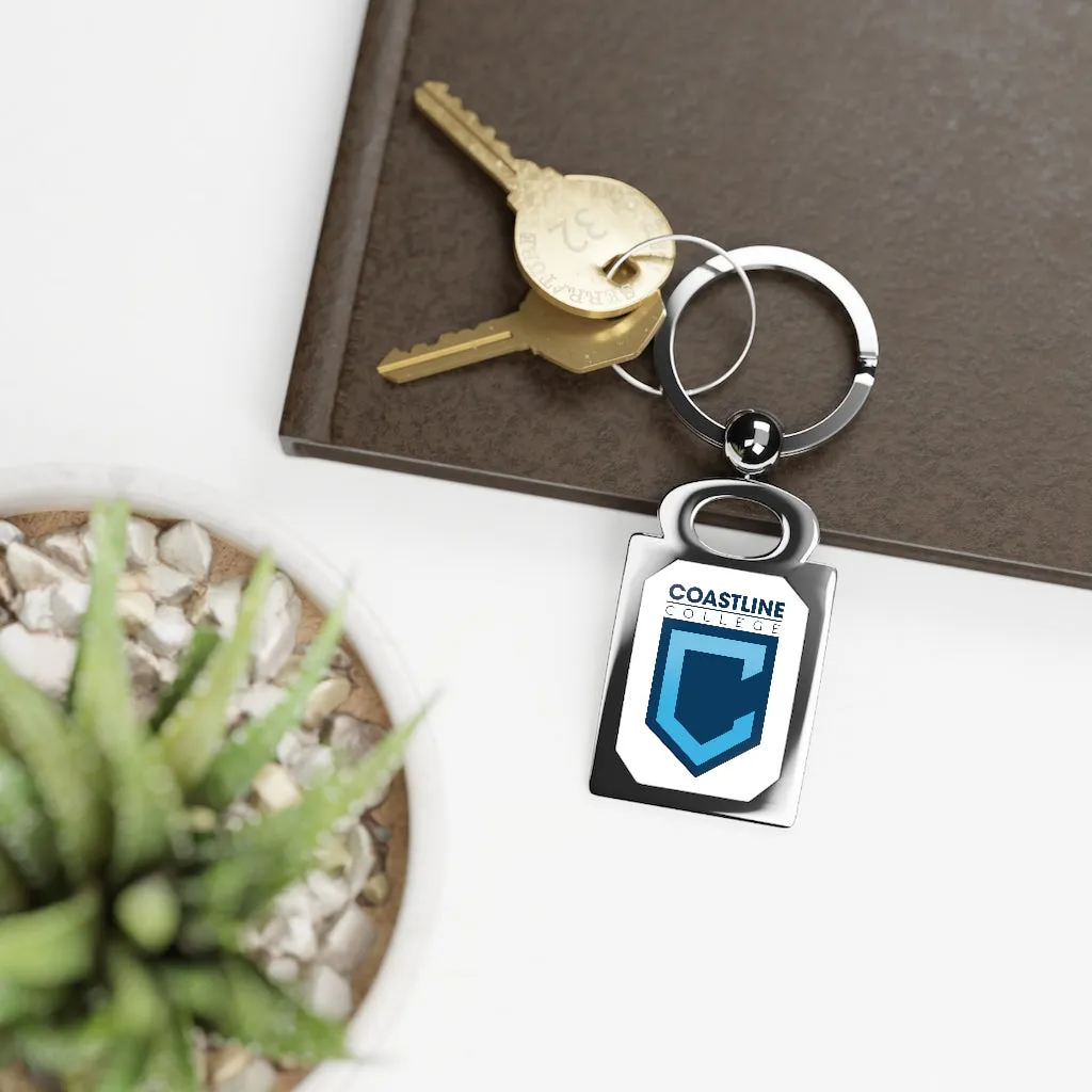 Shield Logo Rectangle Photo Keyring - White