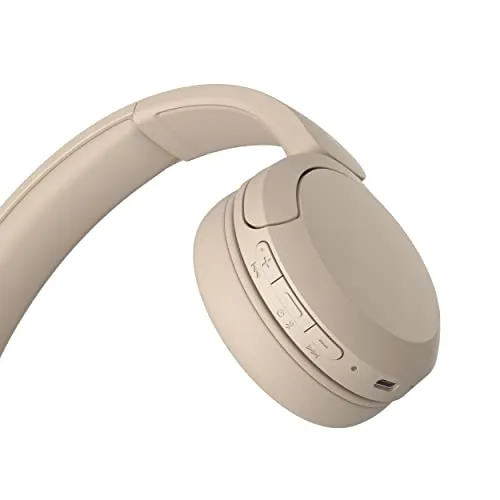 Sony WH-CH520, Wireless On-Ear Bluetooth Headphones with Mic, Upto 50 Hours Playtime, DSEE Upscale, Multipoint Connectivity/Dual Pairing,Voice Assistant App Support for Mobile Phones (Beige)