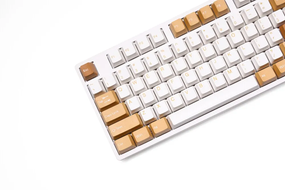 taihao Vintage Camel ABS double shot keycaps for diy gaming mechanical keyboard oem profile Beige Yellow ISO 1.75u shift