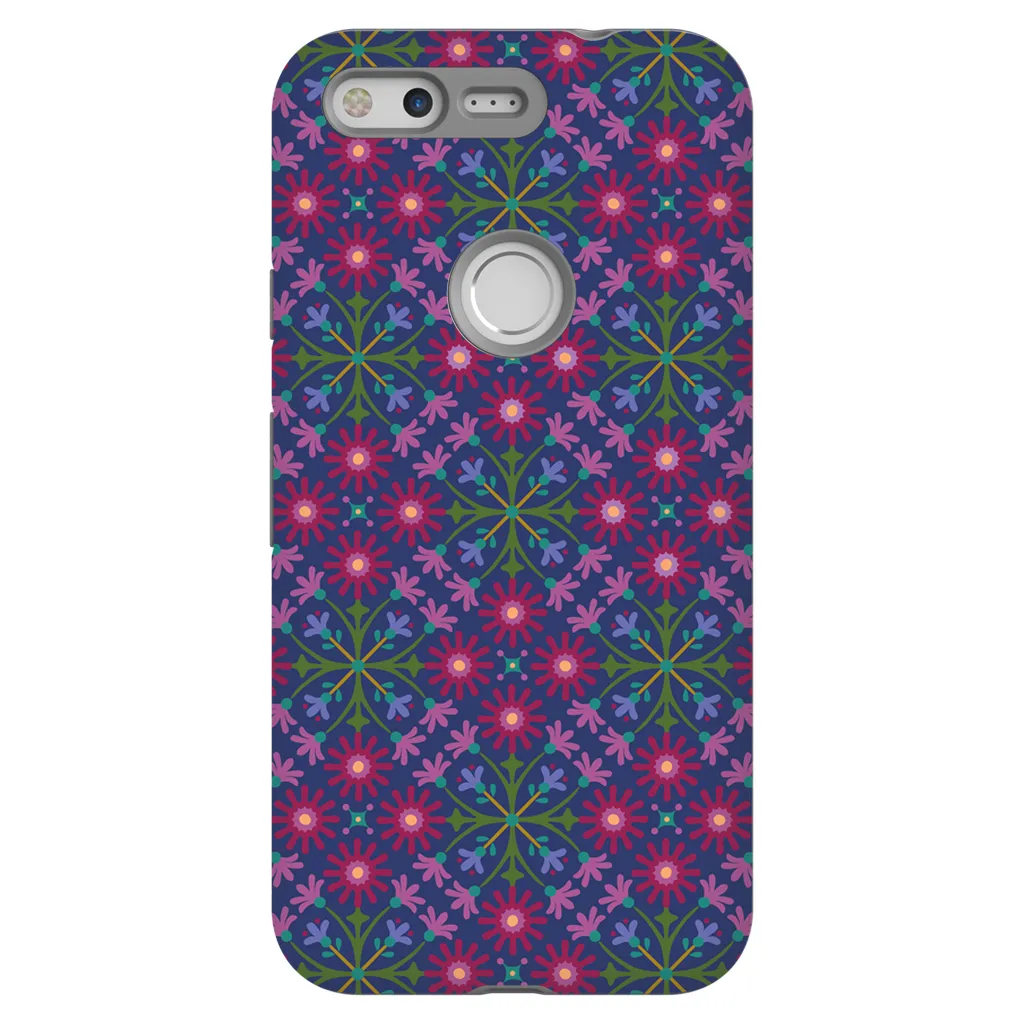 Tough Phone Case - Azulejos Pattern on Navy