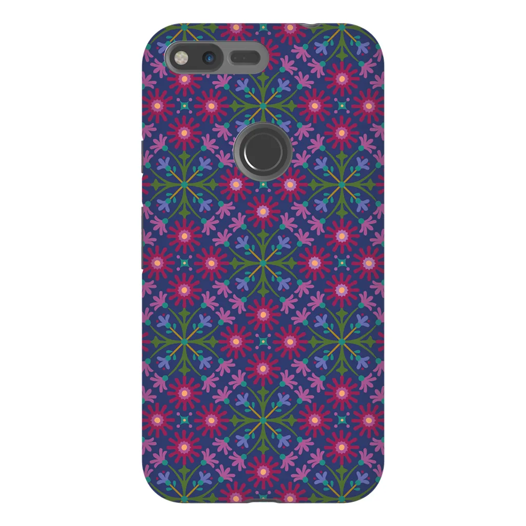 Tough Phone Case - Azulejos Pattern on Navy