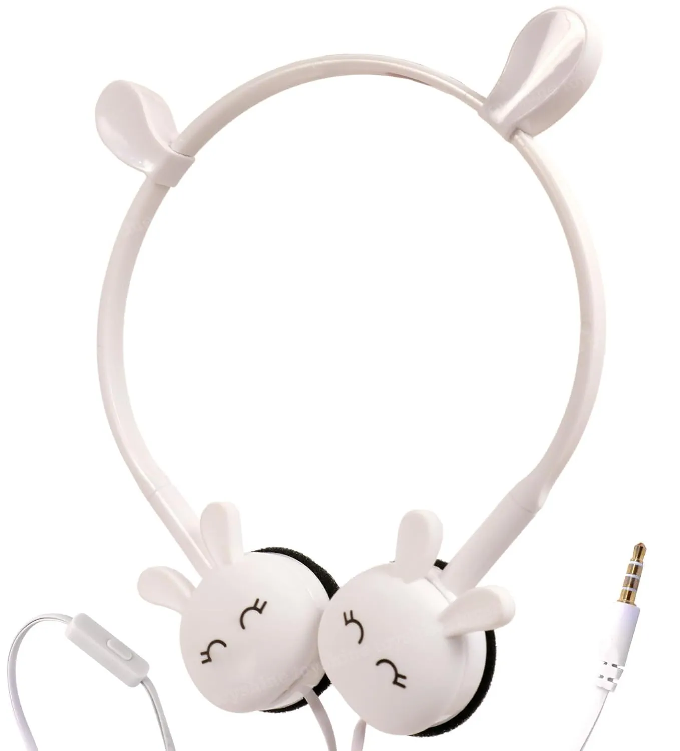 Toyshine Rabbit Design Headphone, Stereo with Mic Earphone, Stylish Headphones for Girls/Boys 3.5mm Jack On Ear Wired- White