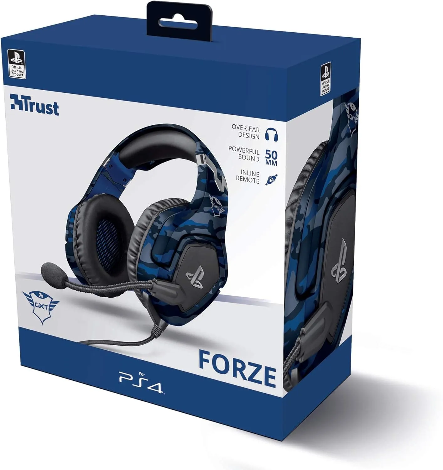 Trust Gaming GXT 488 Forze-B Gaming Headset [Officially Licensed for PlayStation], Over-Ear with Flexible Mic & Inline Remote, Compatible with PS4 & PS5 - Blue