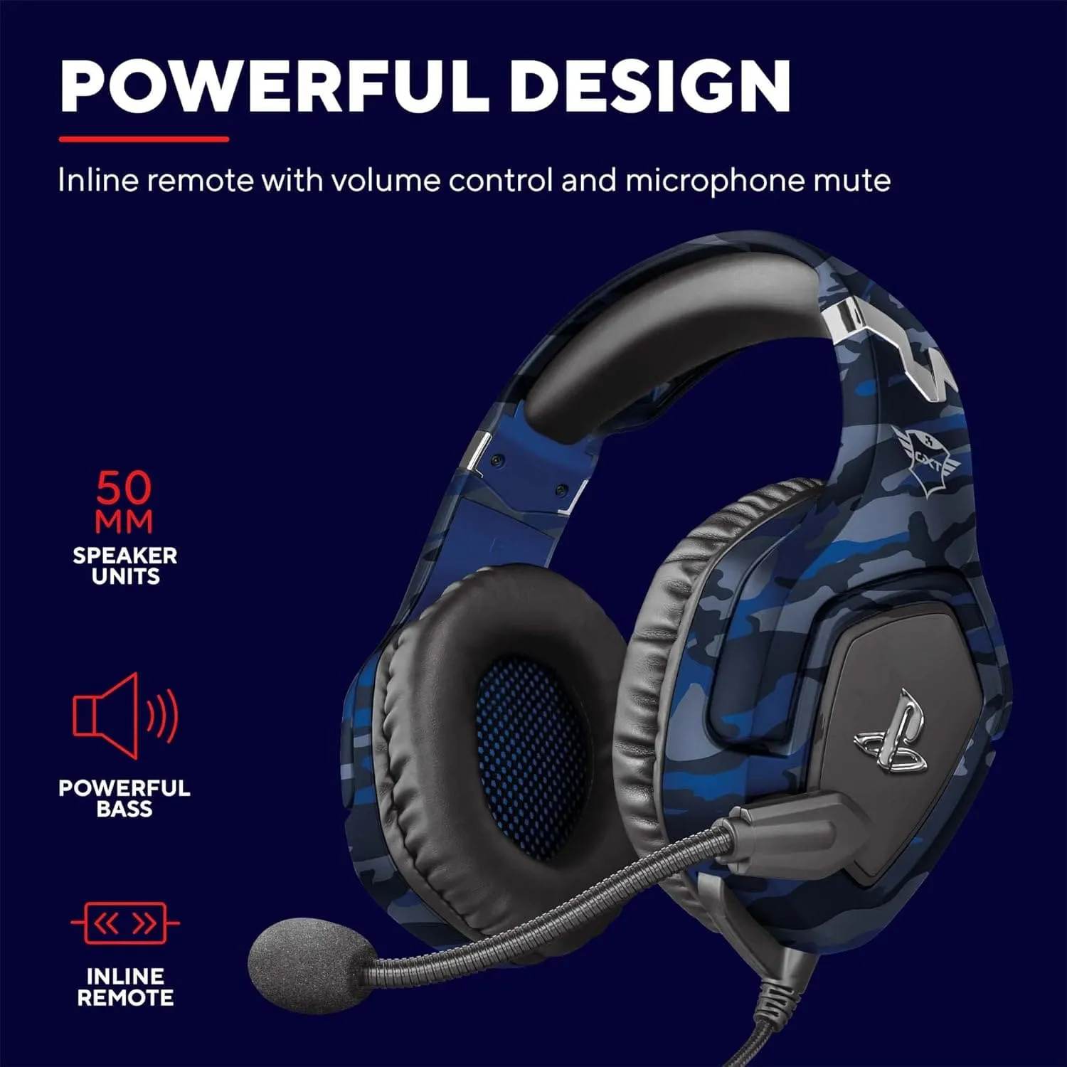 Trust Gaming GXT 488 Forze-B Gaming Headset [Officially Licensed for PlayStation], Over-Ear with Flexible Mic & Inline Remote, Compatible with PS4 & PS5 - Blue