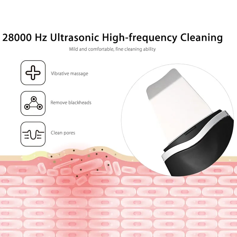 Ultrasonic Skin Scrubber Deep Cleaning Face Scrubber Vibrating Facial Cleansing Skin Spatula Peeling Beauty