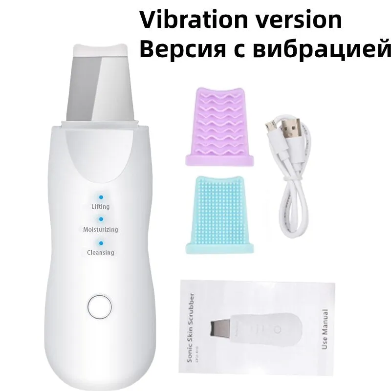 Ultrasonic Skin Scrubber Deep Cleaning Face Scrubber Vibrating Facial Cleansing Skin Spatula Peeling Beauty