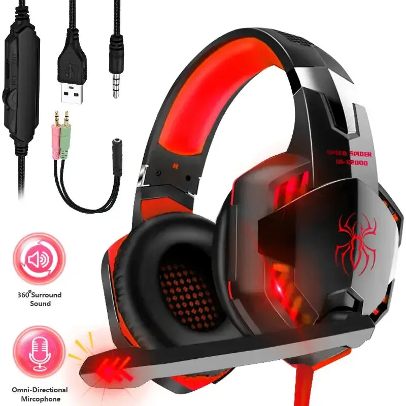 Upgrade Headset Gamers LED Light Noise Cancelling Stereo Gaming Headphones With Microphone Casque for PS4 PC Xbox One PS5