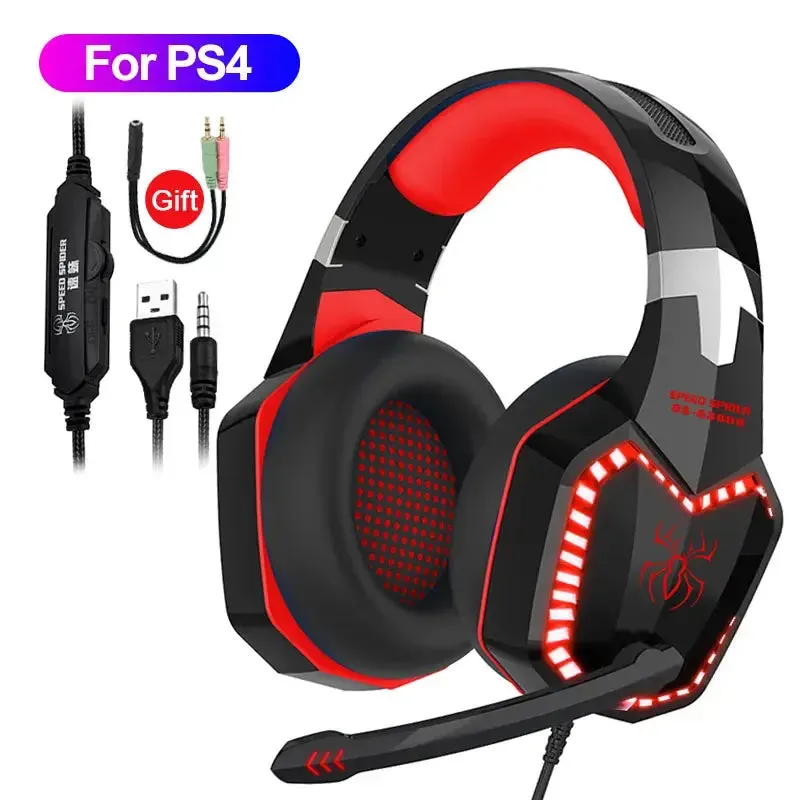 Upgrade Headset Gamers LED Light Noise Cancelling Stereo Gaming Headphones With Microphone Casque for PS4 PC Xbox One PS5