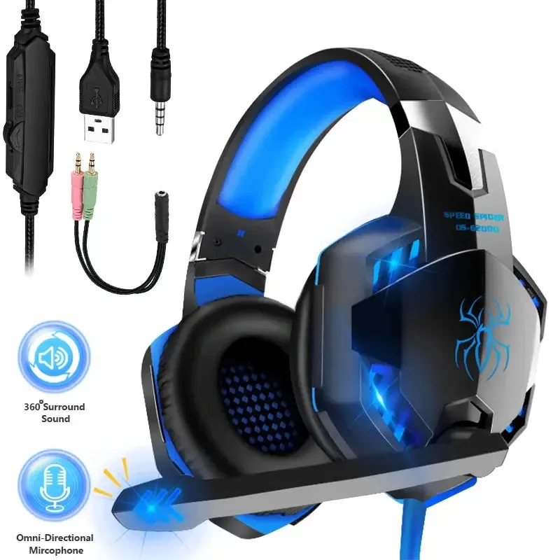 Upgrade Headset Gamers LED Light Noise Cancelling Stereo Gaming Headphones With Microphone Casque for PS4 PC Xbox One PS5