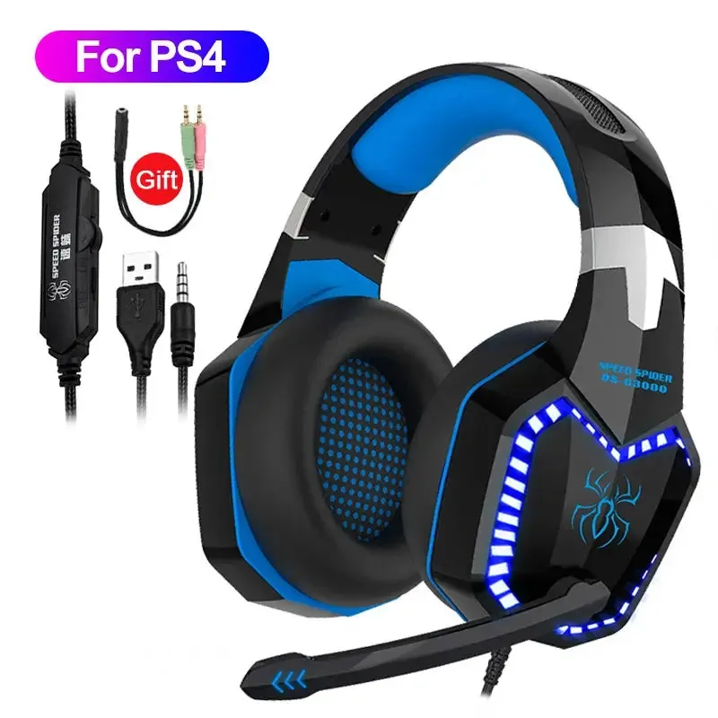 Upgrade Headset Gamers LED Light Noise Cancelling Stereo Gaming Headphones With Microphone Casque for PS4 PC Xbox One PS5