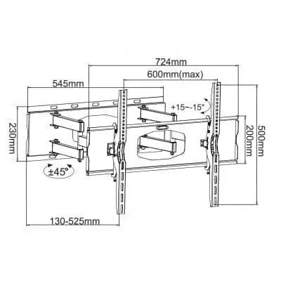 Wall mount 32-85 inch articulating double arm TV mount