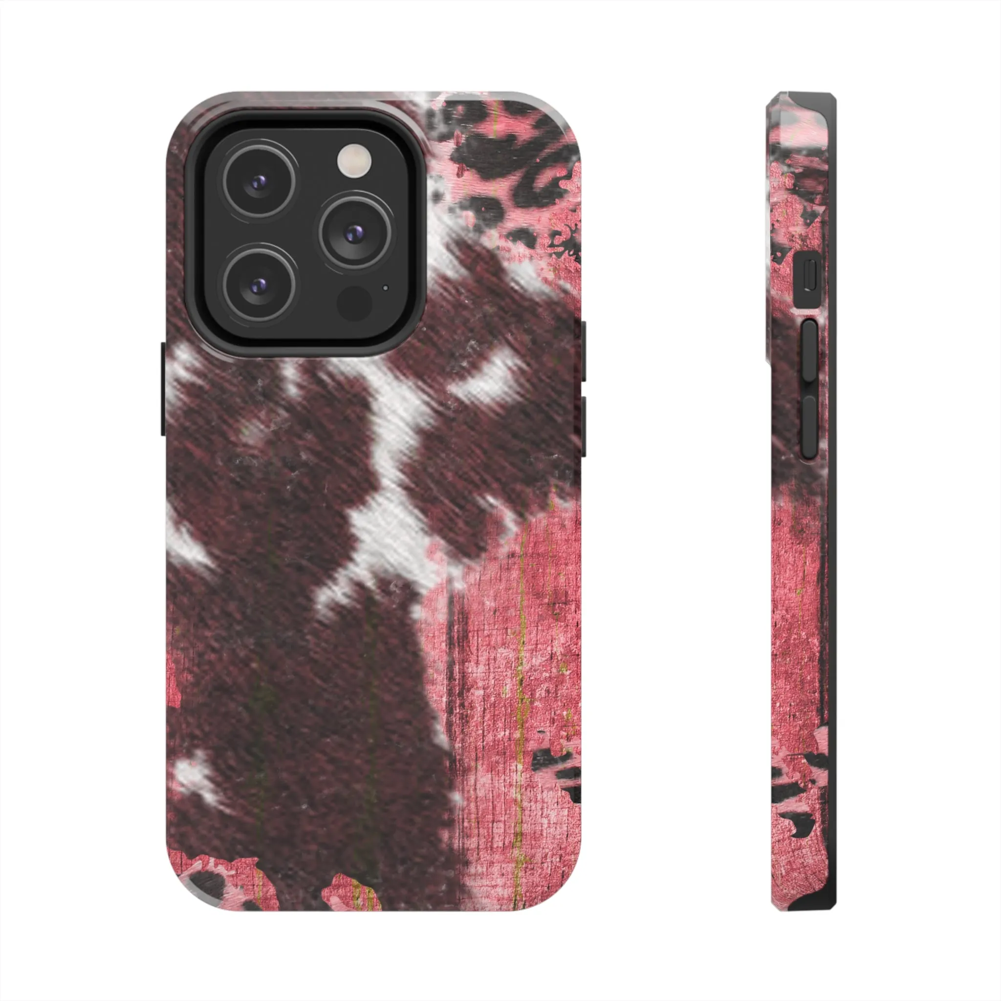 Western Cowhide Leopard Design Tough Phone Case compatible with a large variety of phone models, Gift, Phone Case