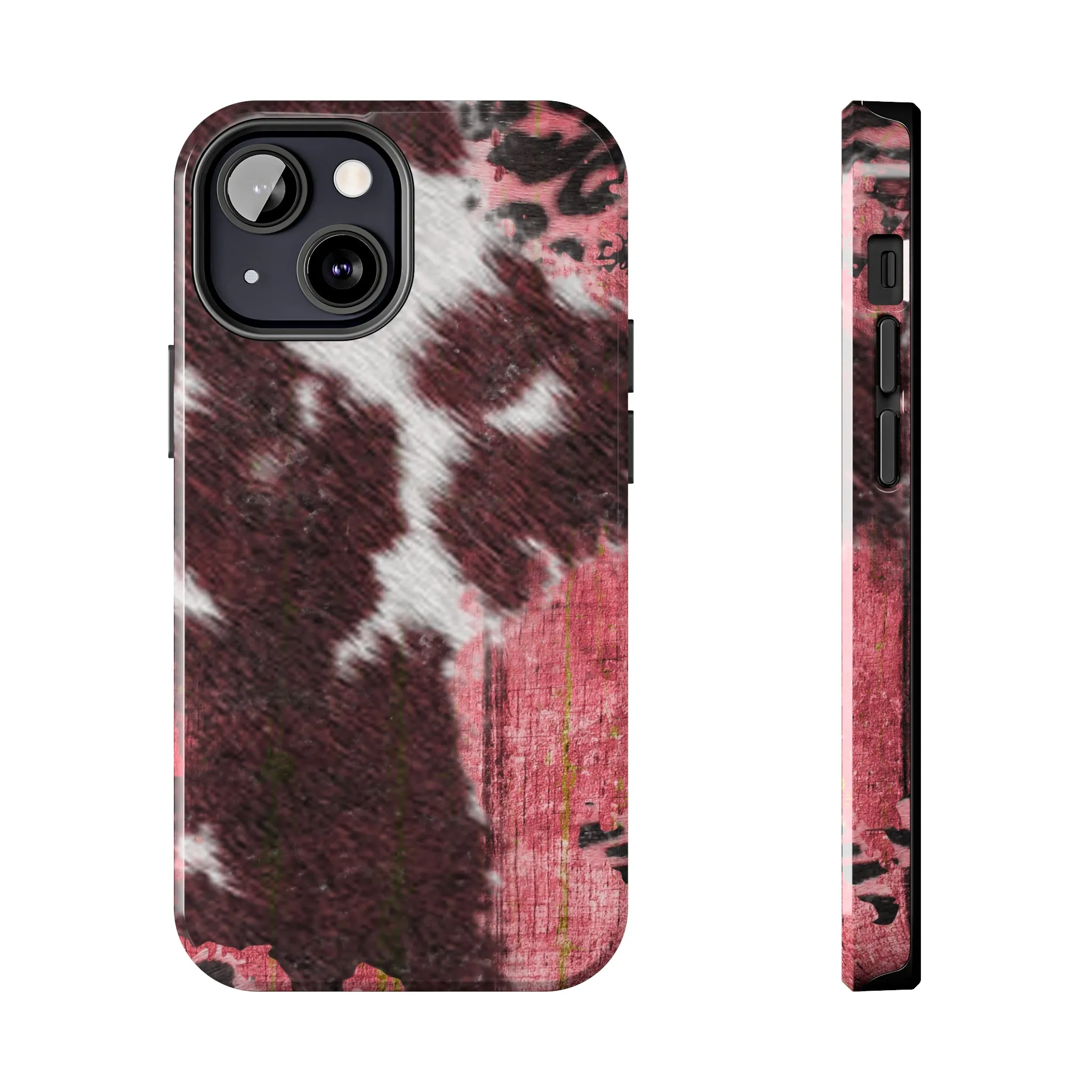 Western Cowhide Leopard Design Tough Phone Case compatible with a large variety of phone models, Gift, Phone Case