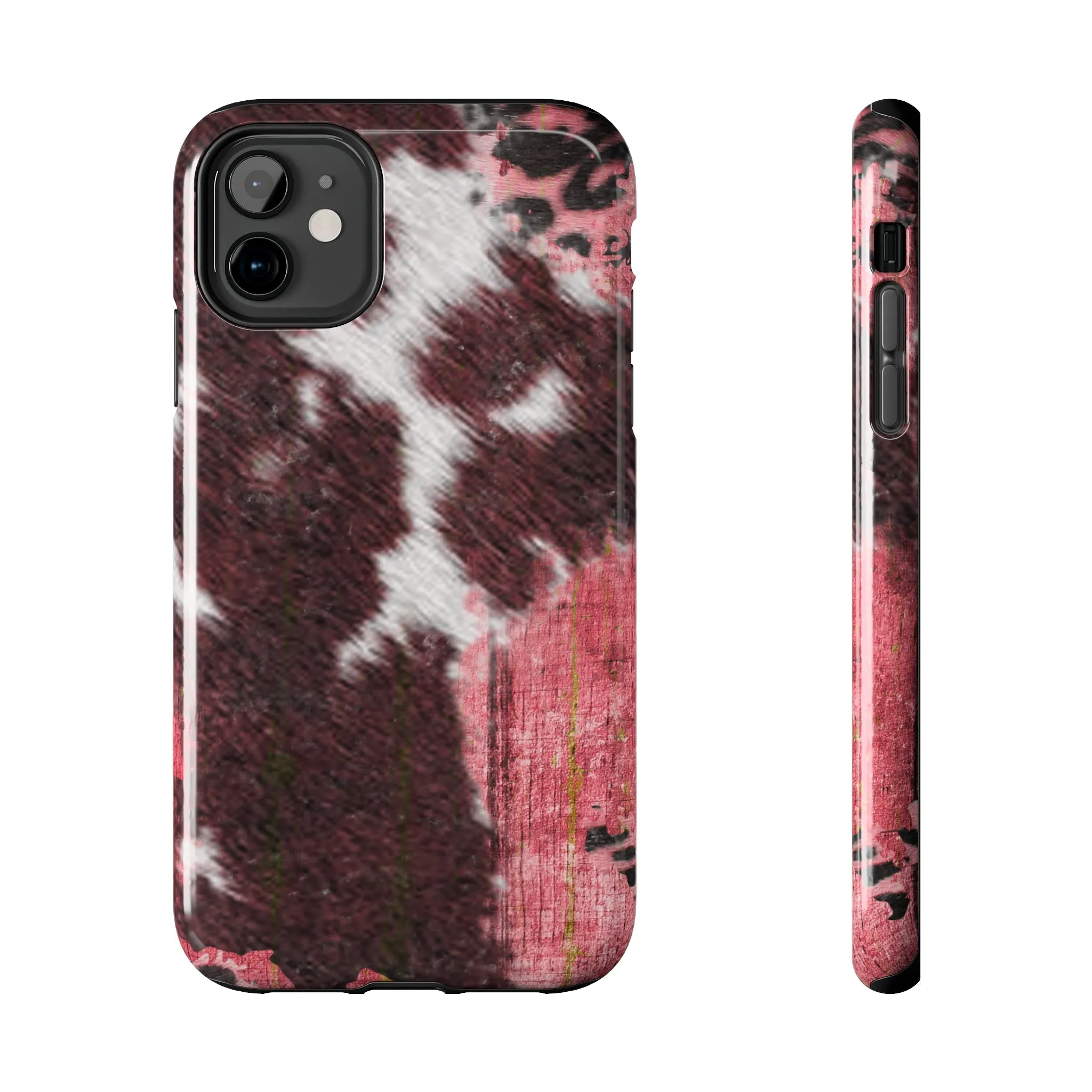 Western Cowhide Leopard Design Tough Phone Case compatible with a large variety of phone models, Gift, Phone Case