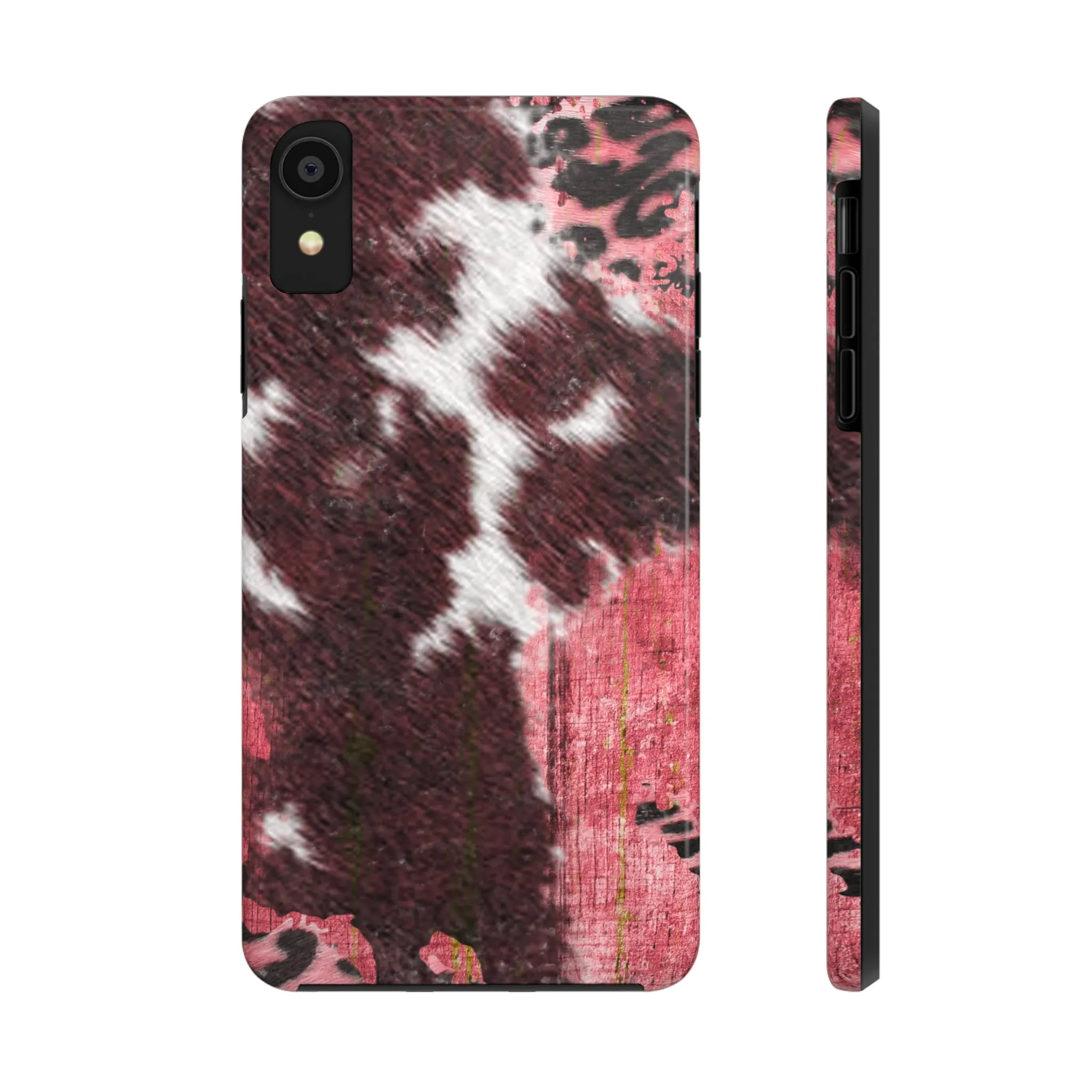 Western Cowhide Leopard Design Tough Phone Case compatible with a large variety of phone models, Gift, Phone Case