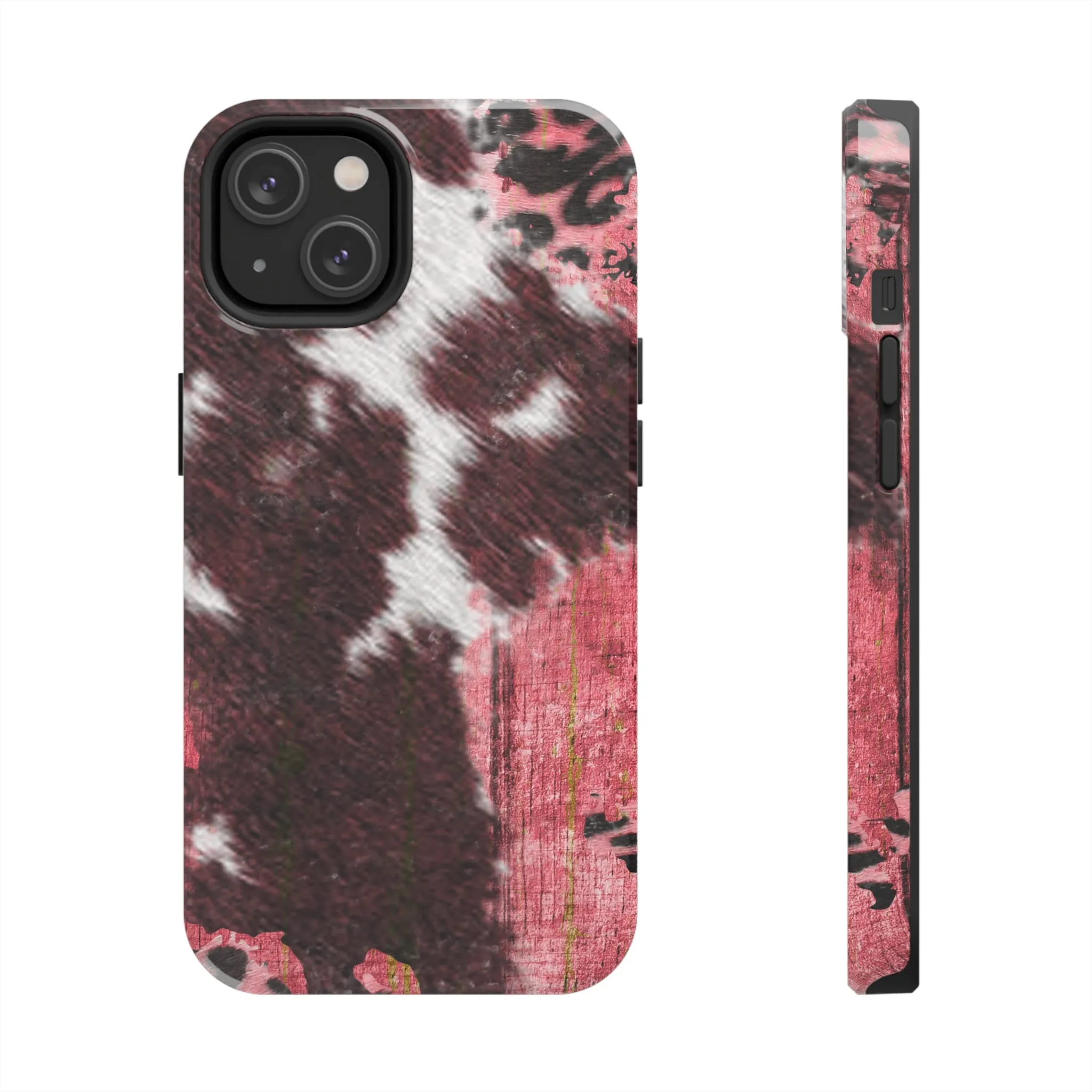 Western Cowhide Leopard Design Tough Phone Case compatible with a large variety of phone models, Gift, Phone Case