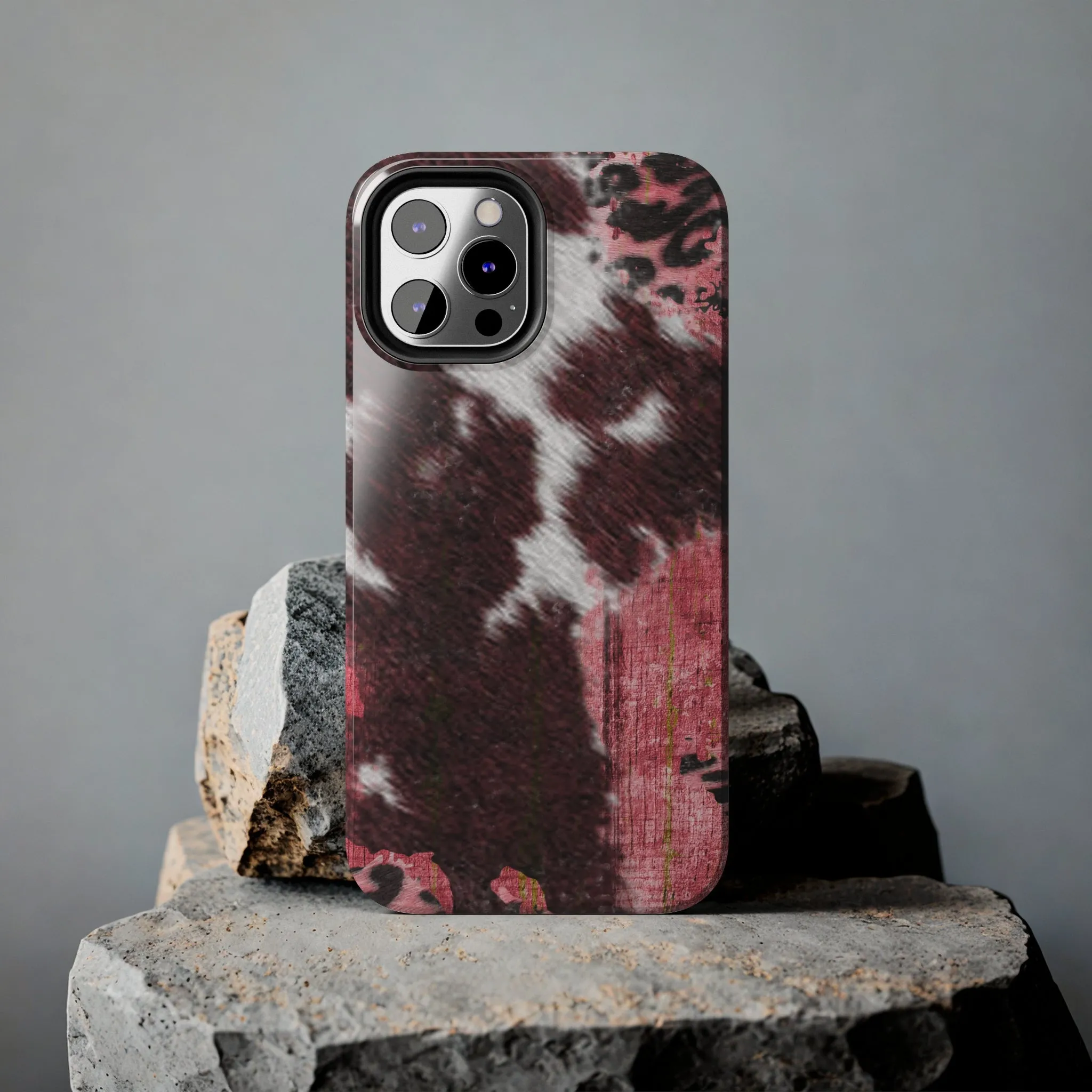 Western Cowhide Leopard Design Tough Phone Case compatible with a large variety of phone models, Gift, Phone Case