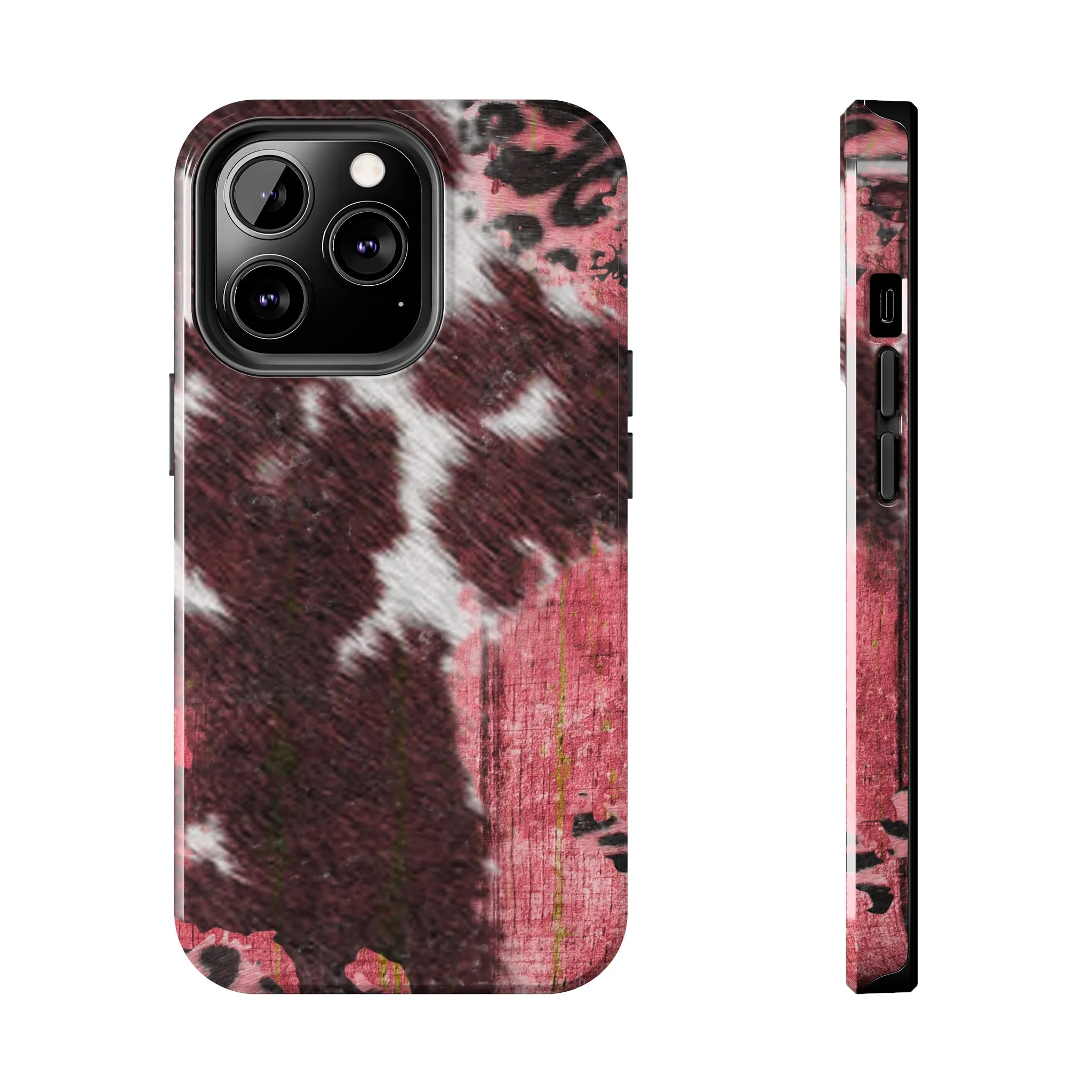 Western Cowhide Leopard Design Tough Phone Case compatible with a large variety of phone models, Gift, Phone Case