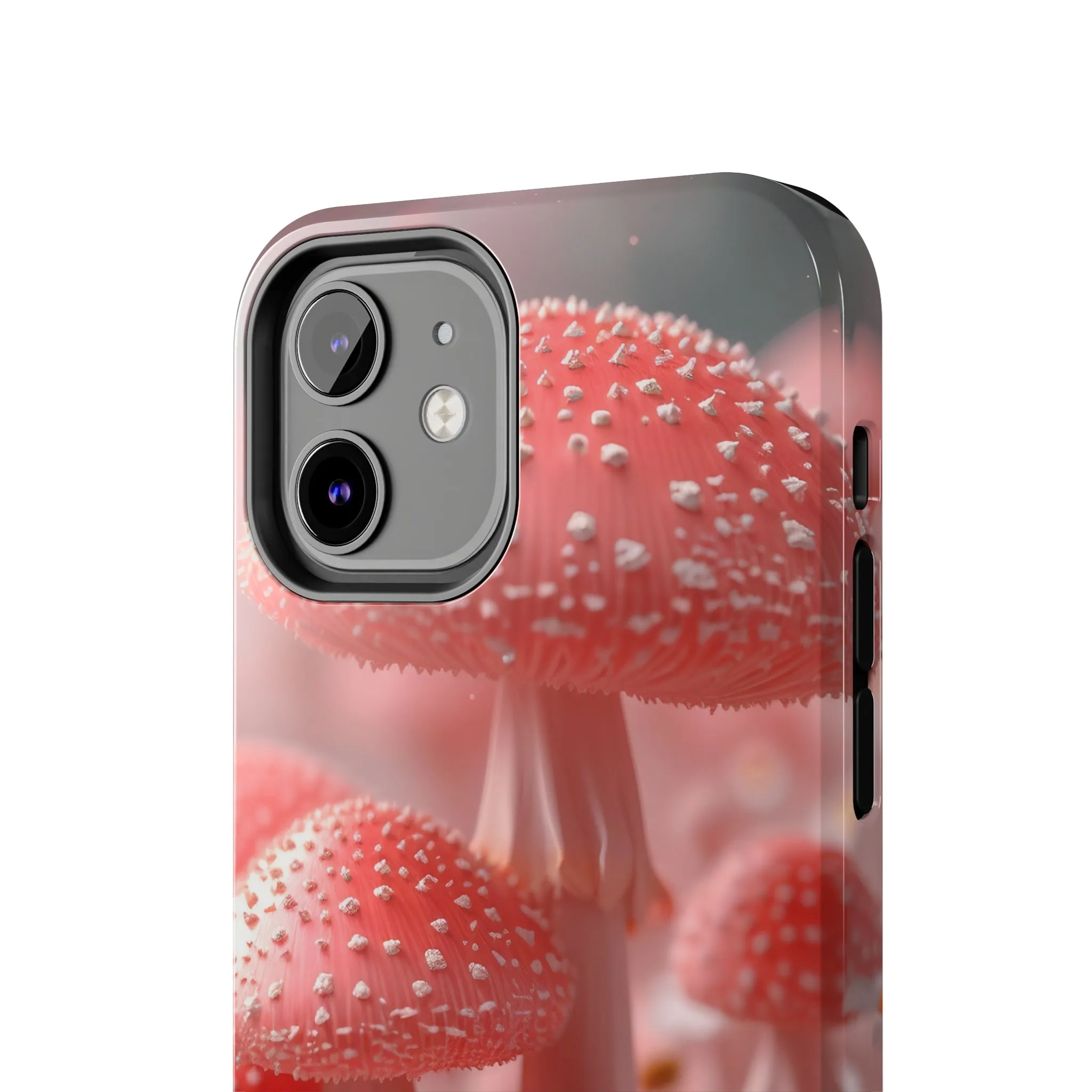 Whimsical Pink Mushrooms and Daisies Design Tough Phone Case compatible with a large variety of iPhone models, Gift, Phone Case