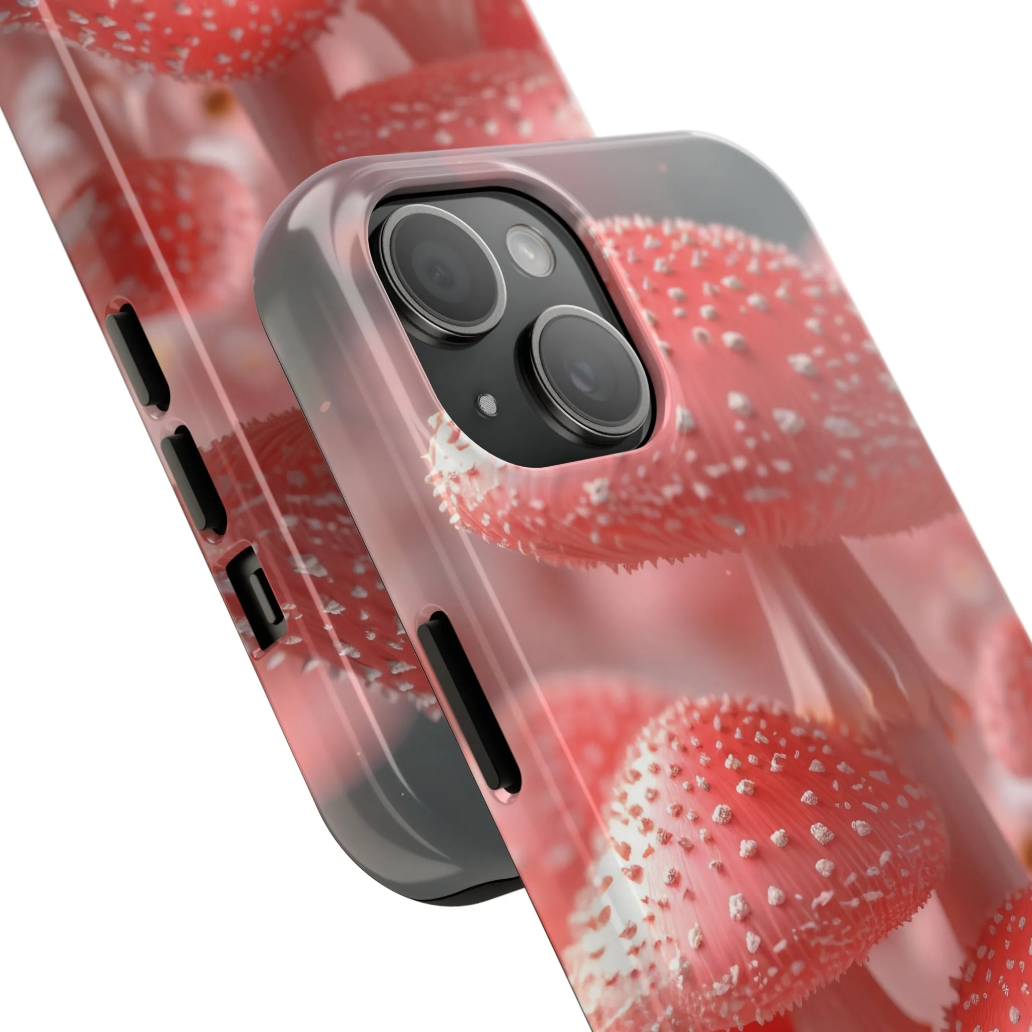 Whimsical Pink Mushrooms and Daisies Design Tough Phone Case compatible with a large variety of iPhone models, Gift, Phone Case