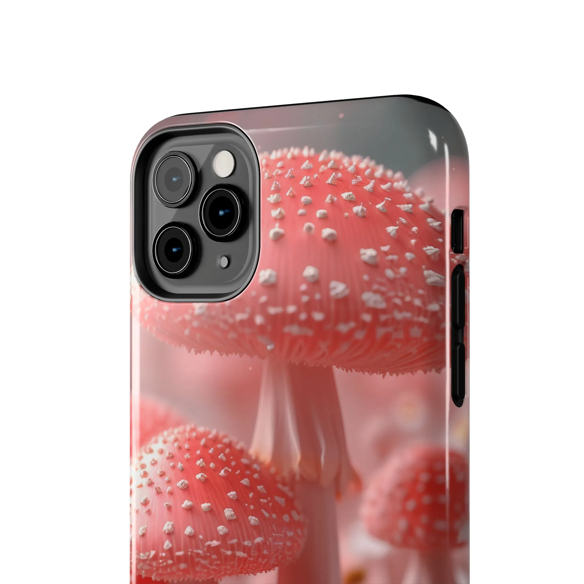 Whimsical Pink Mushrooms and Daisies Design Tough Phone Case compatible with a large variety of iPhone models, Gift, Phone Case