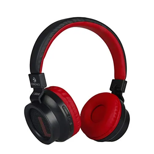 Zebronics-Bang over the ear headphones with Foldable Design and Bluetooth v5.0 headphones, Providing up to 20h* Playback(Red)